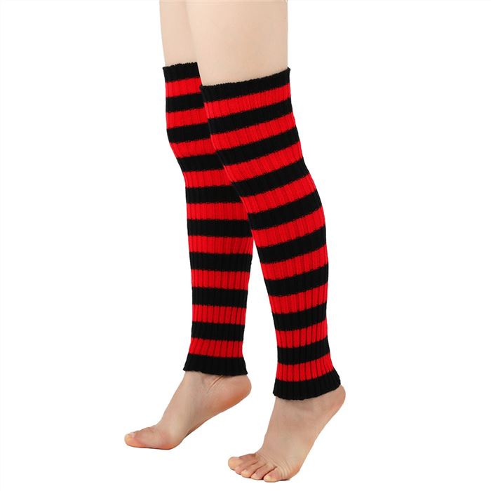 Striped leg warmers，red and black