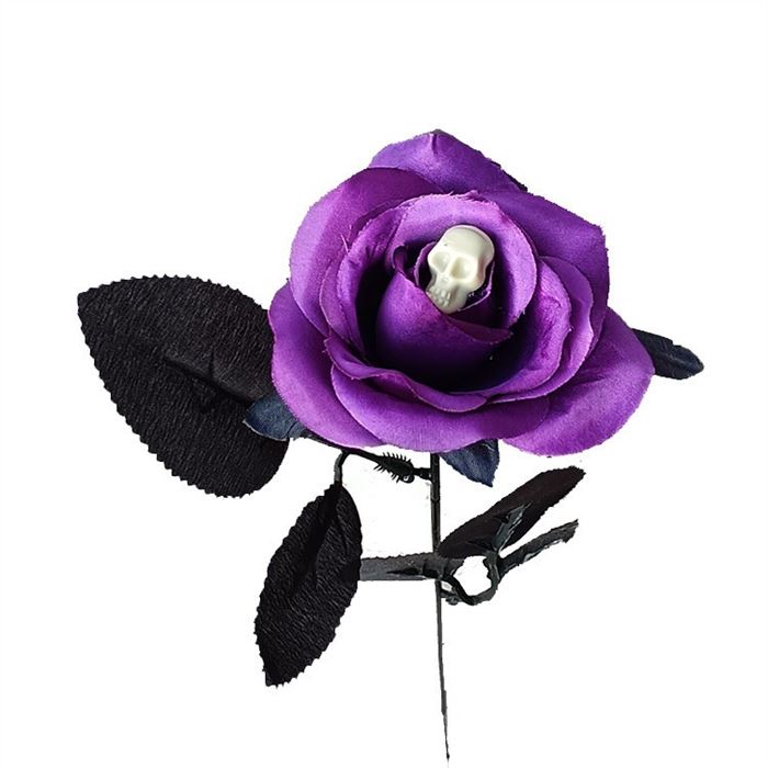 Purple rose with skull