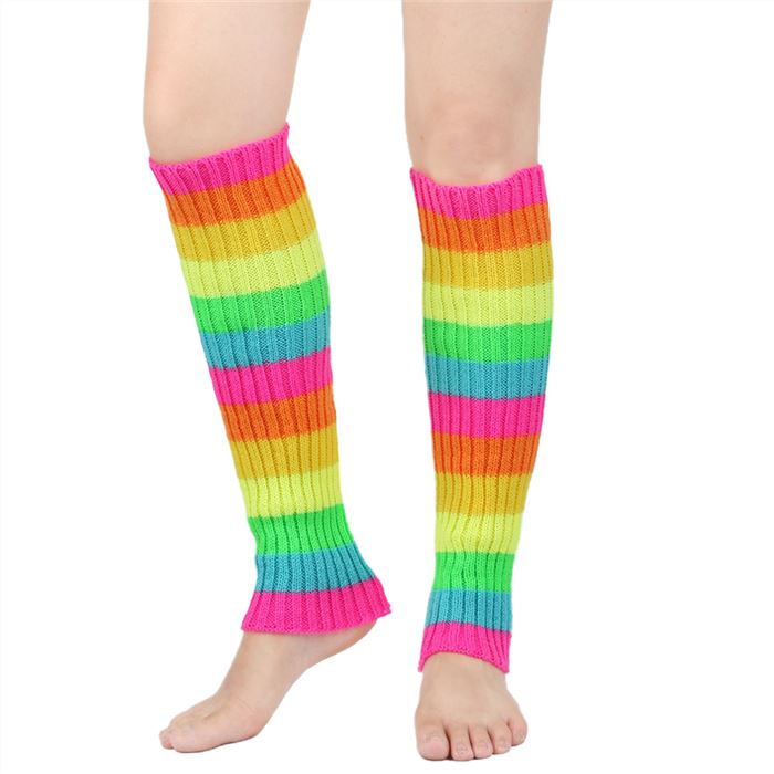 Striped leg warmers，rainbow