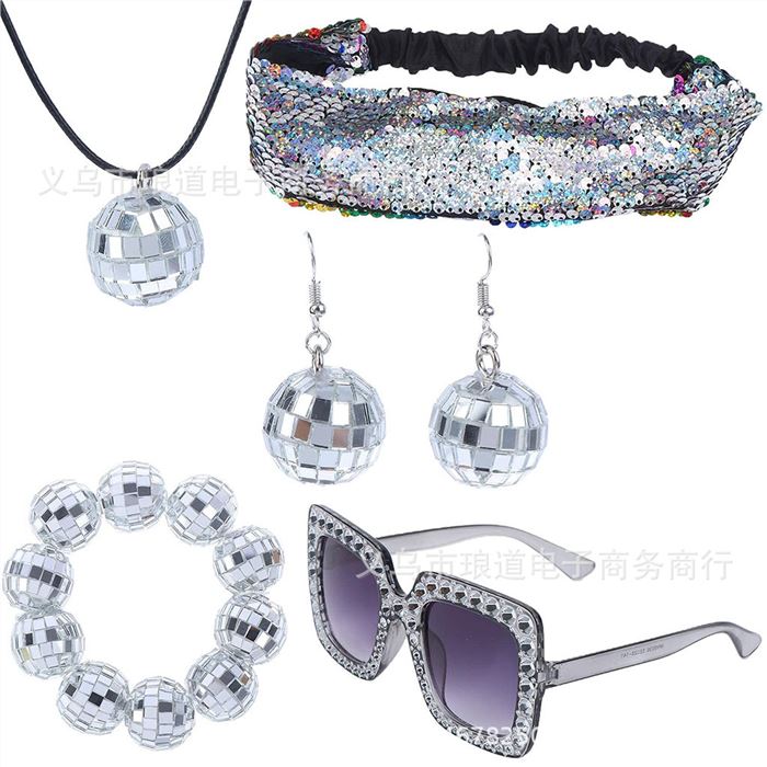 Earrings, necklaces, headbands, bracelets, glasses set（5pcs）
